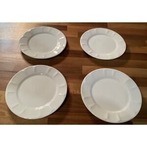 Set of 4 Vintage Henry Ford Museum White Scallop Salad Plates Pfaltzgraff 7.5”